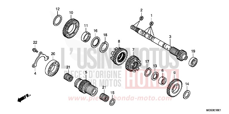 BOITE DE VITESSES (NC700XD) (ARBRE SECONDAIRE) for NC700X Dual Cluth ABS DARKNESS BLACK METALLIC (NH463) from 2013